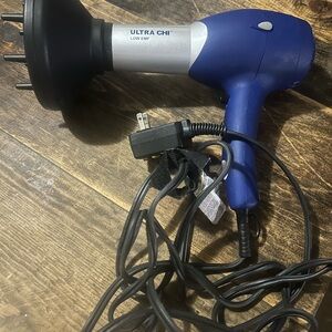 Chi Ultra Chi Low EMF Hair Dryer Blue & Silver With Diffiuser